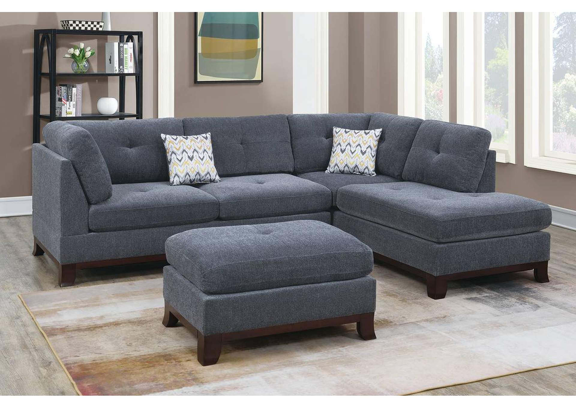 3-PC SECTIONAL W/2 ACCENT PILLOW (OTTOMAN INCLUDED),Poundex