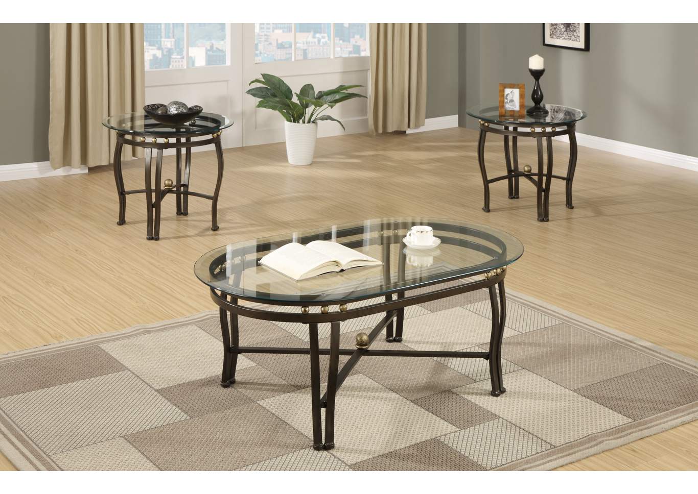 3 Piece Occasional Table Set,Poundex