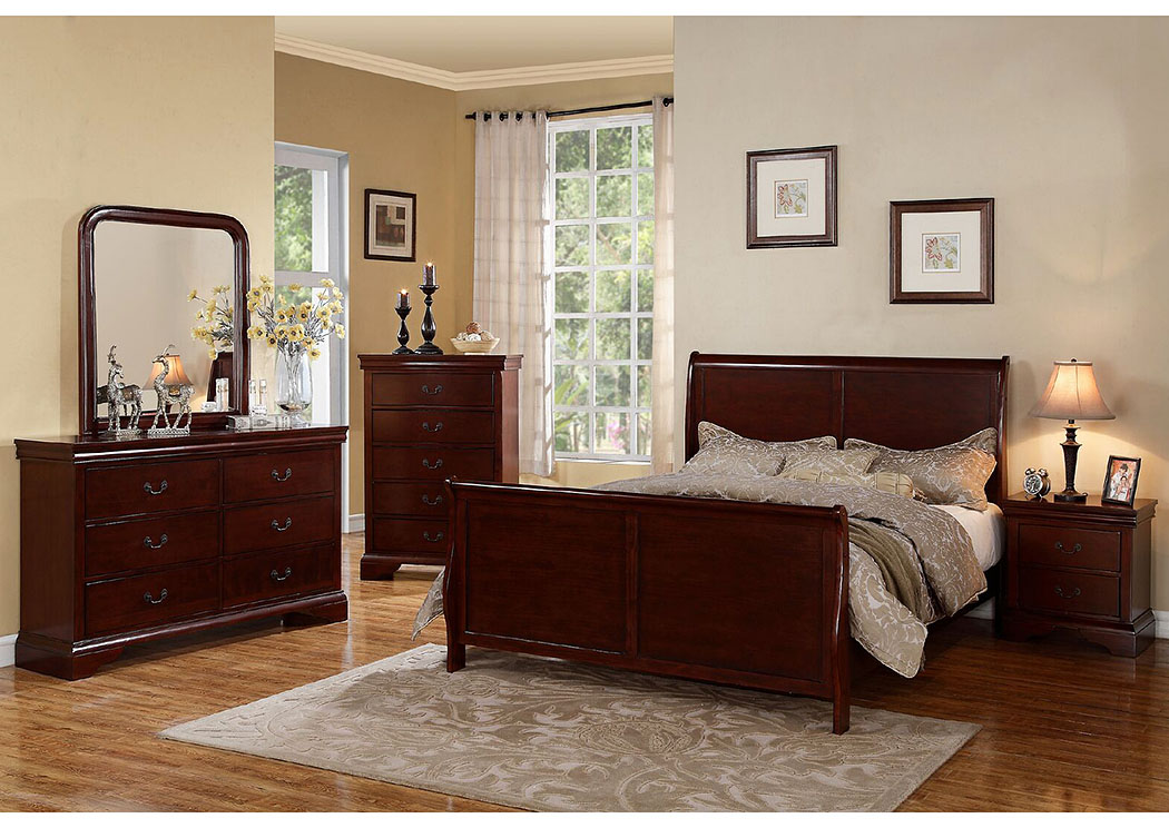 Cherry Dresser and Mirror,Poundex