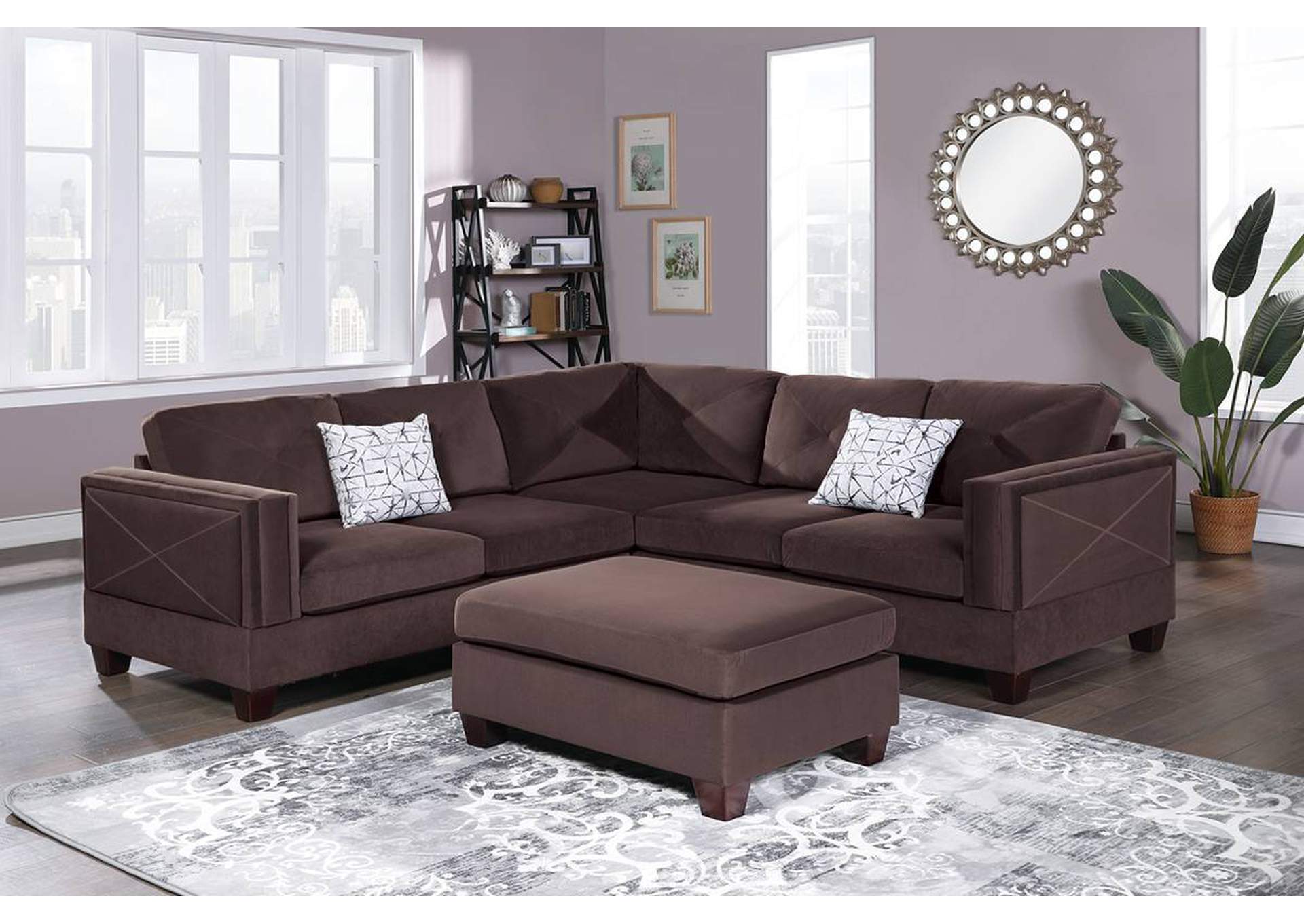 3-PC SECTIONAL W/2 ACCENT PILLOW (OTTOMAN INCLUDED),Poundex