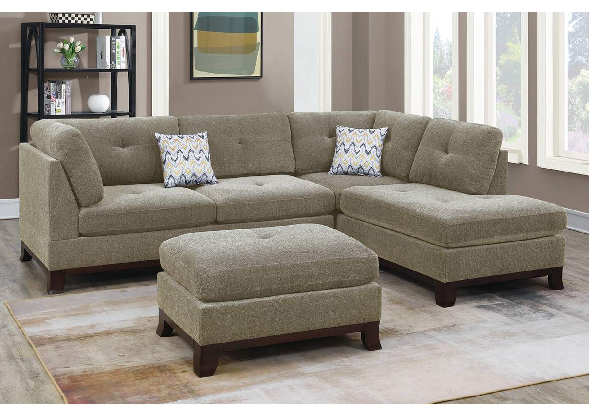 3-PC SECTIONAL W/2 ACCENT PILLOW (OTTOMAN INCLUDED),Poundex