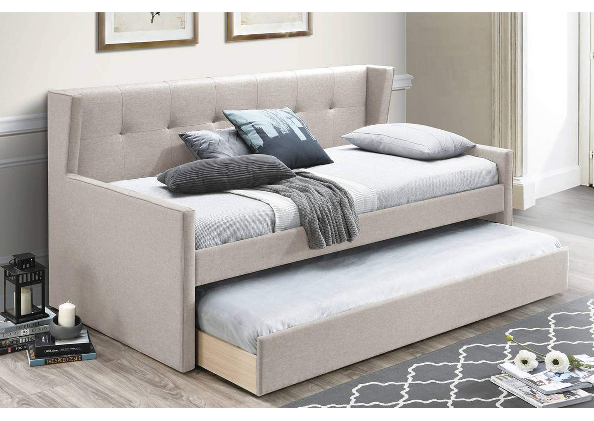 Day Bed w/ Slats + Trundle,Poundex