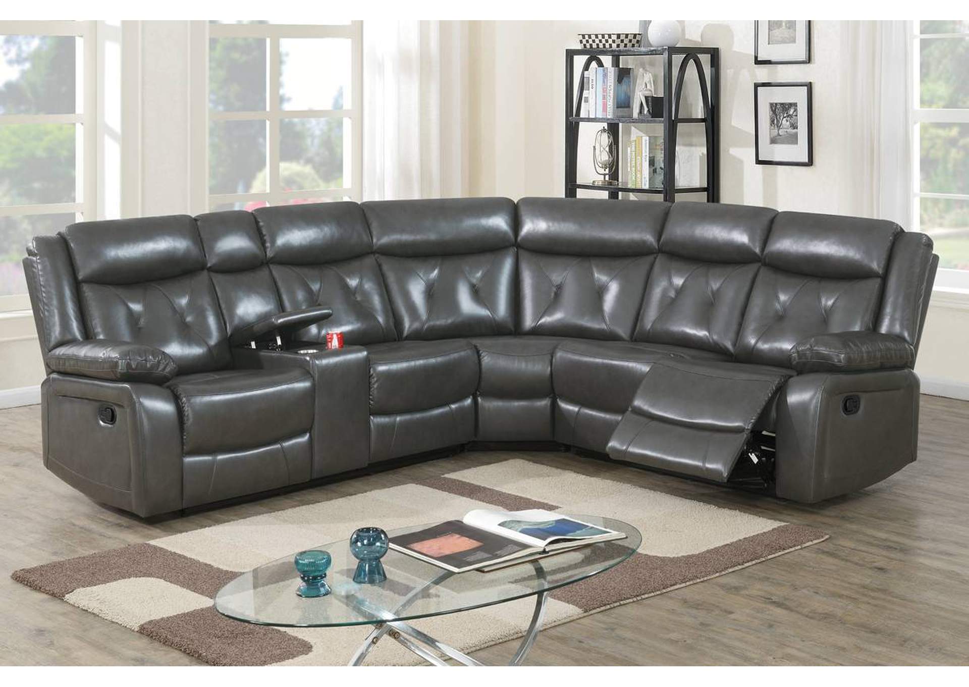 3 Piece Power Reclining Sectional,Poundex