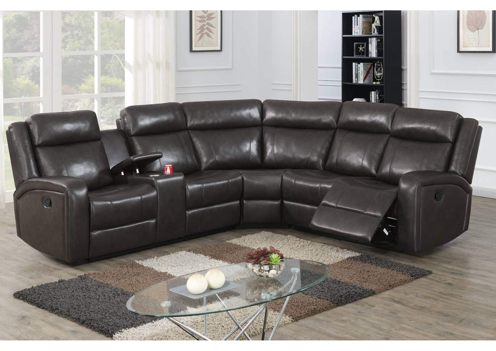 3 Piece Power Reclining Sectional,Poundex