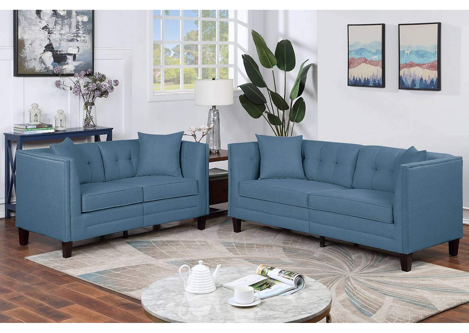 2-PC SOFA SET W/ 4 ACCENT PILLOWS,Poundex