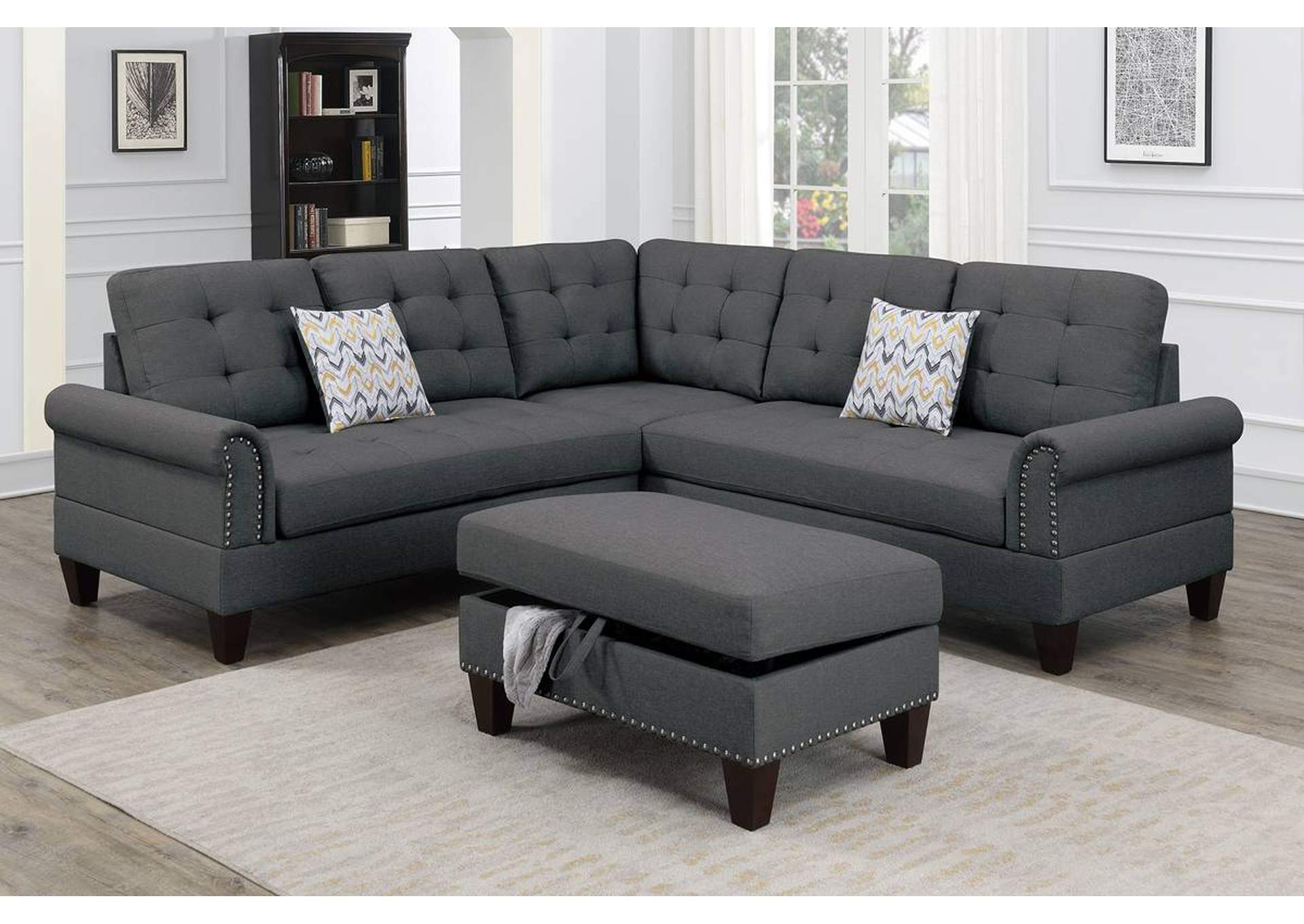 3-PC SECTIONAL W/2 ACCENT PILLOW (OTTOMAN INCLUDED),Poundex