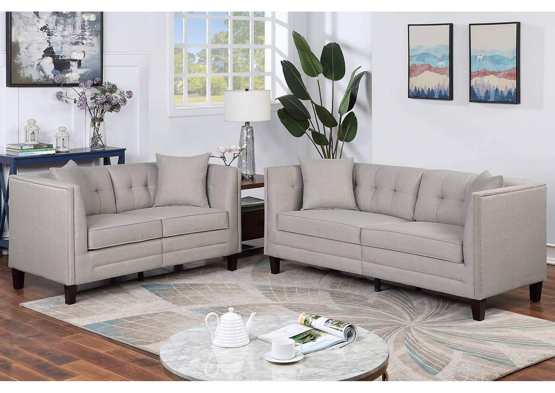 2-PC SOFA SET W/ 4 ACCENT PILLOWS,Poundex