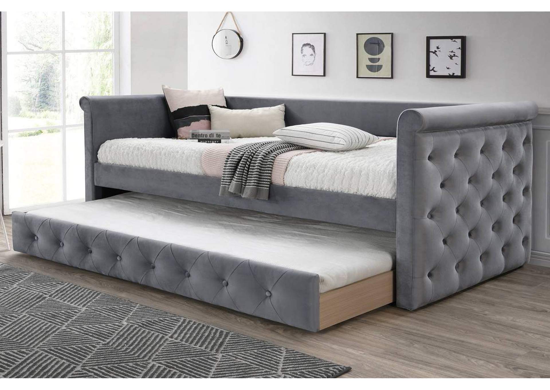 Day Bed w/ Slats + Trundle,Poundex