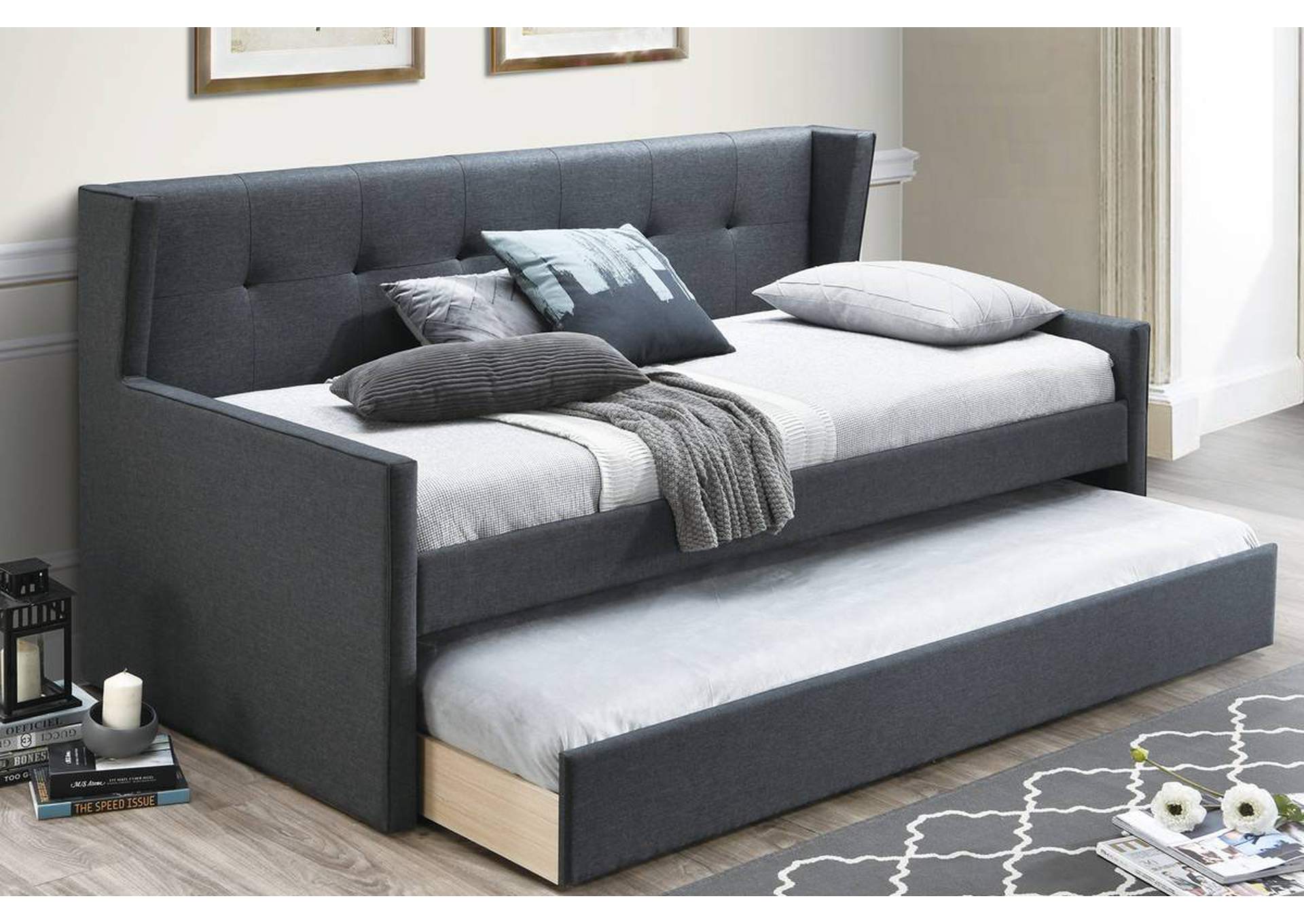 Day Bed w/ Slats + Trundle,Poundex