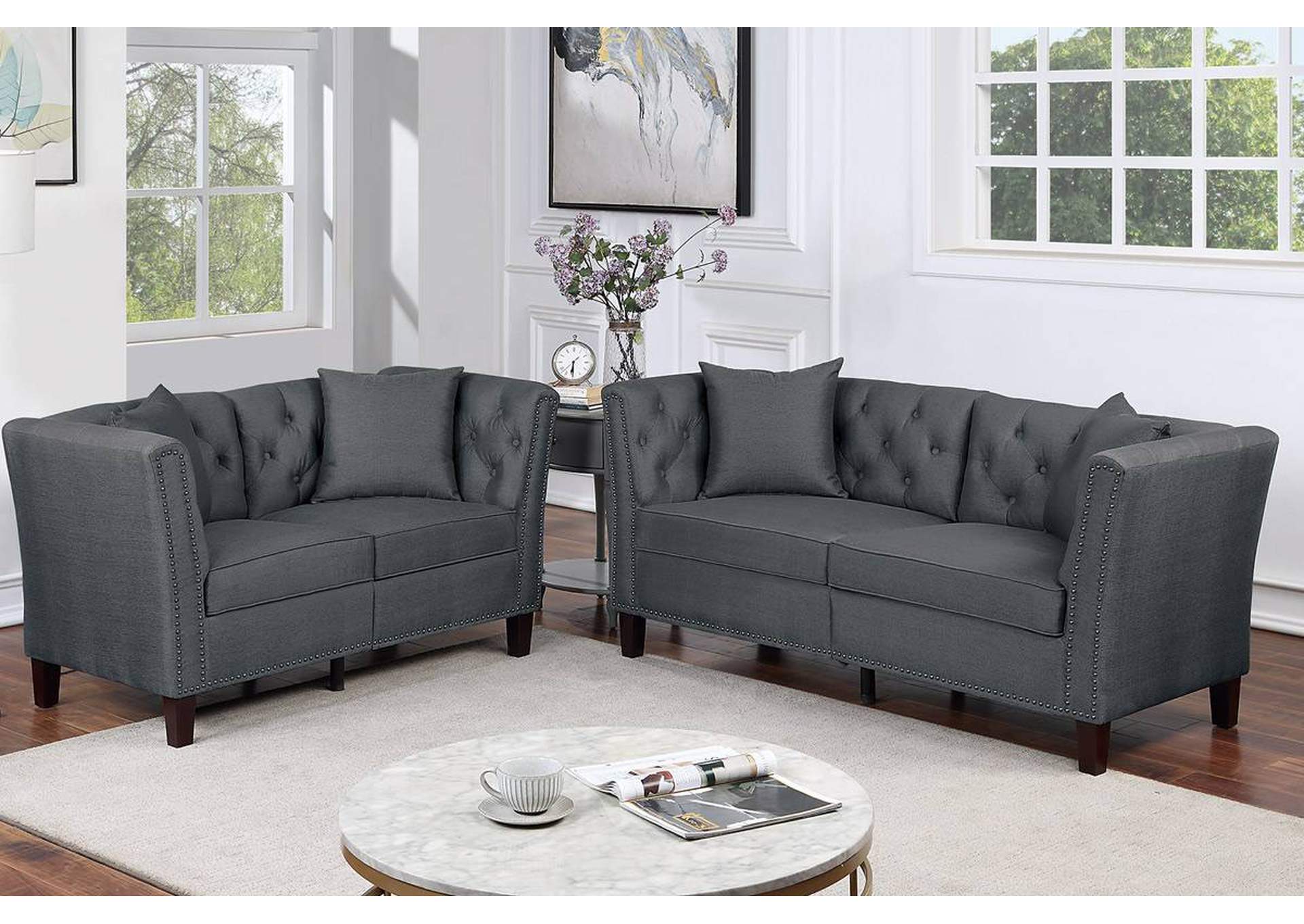 2-PC SOFA SET W/ 4 ACCENT PILLOWS,Poundex