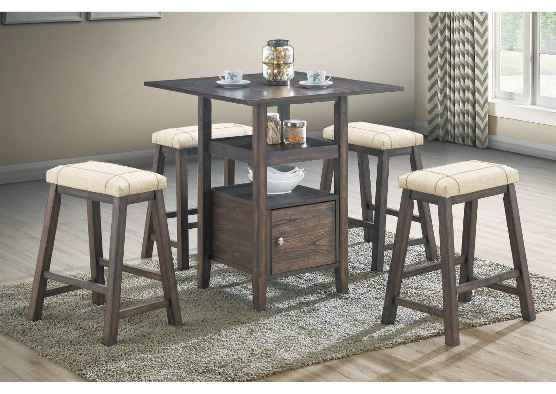 5 Piece Counter Height Dining Set,Poundex