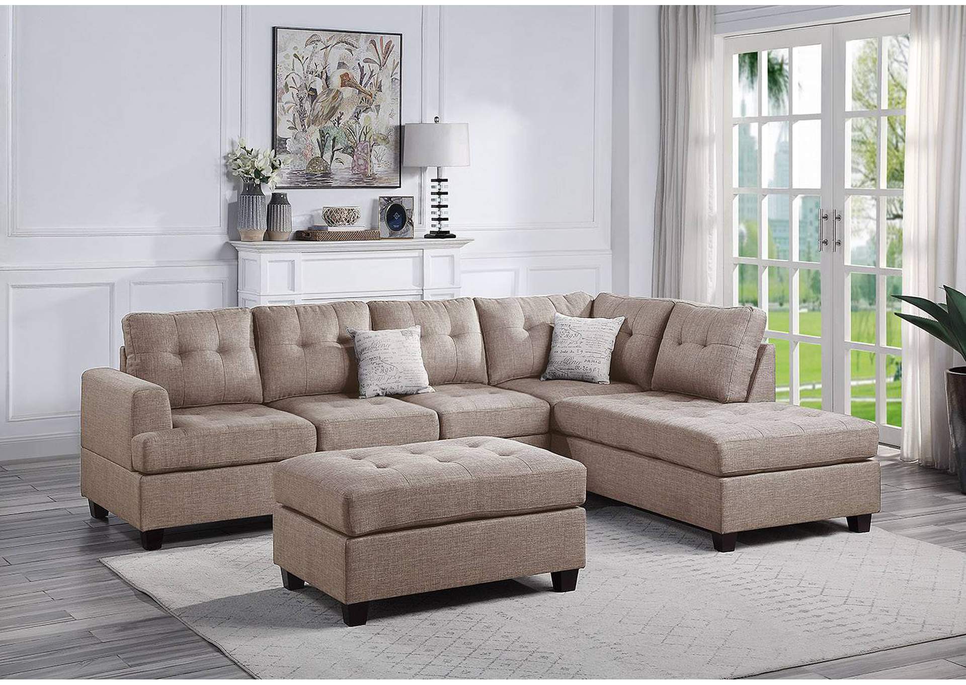 3-PC SECTIONAL SET MOCHA DORRIS FABIRC,Poundex