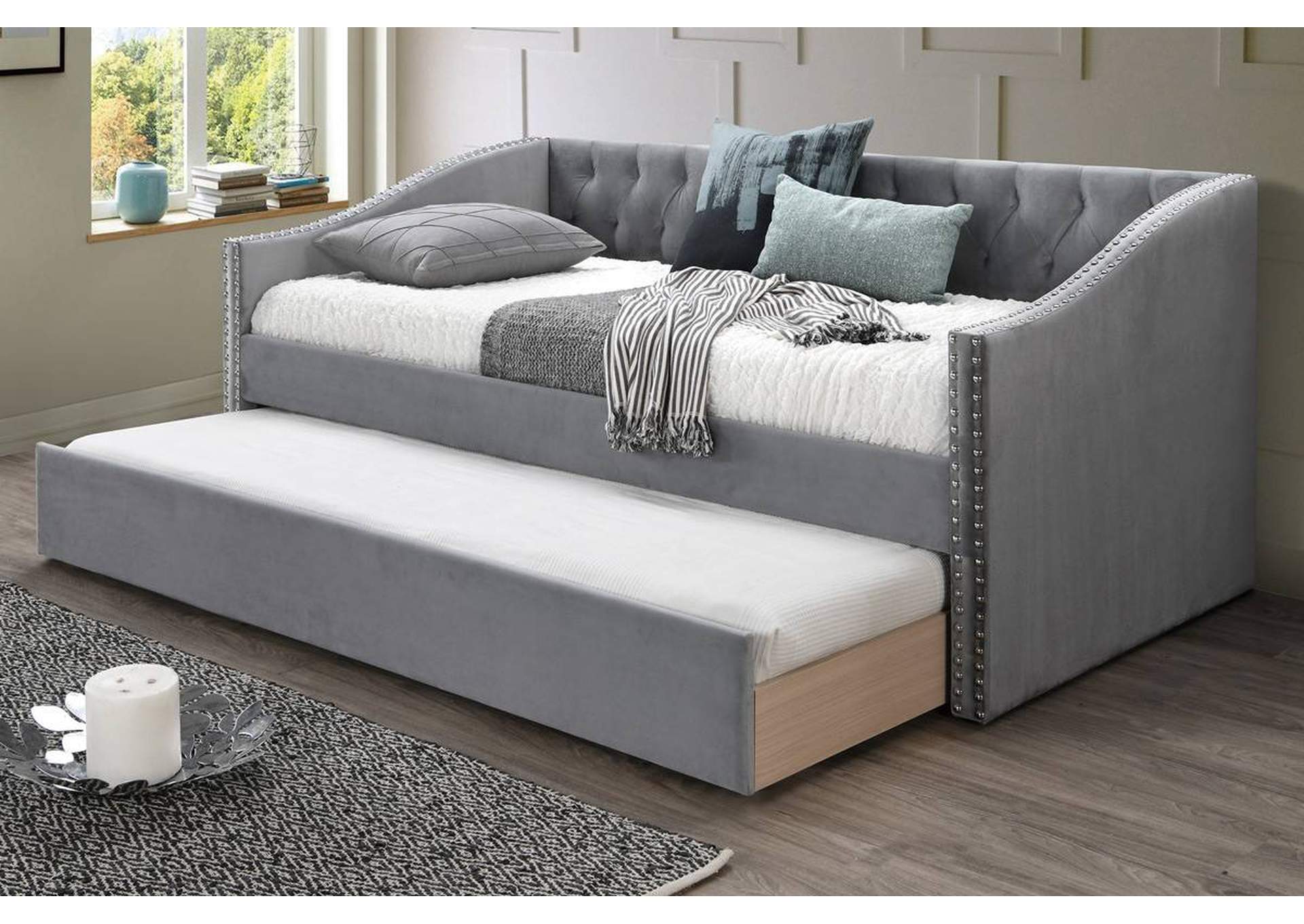 Day Bed w/ Slats + Trundle,Poundex