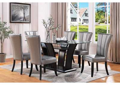 Dining Chair/Silver Pu [Set of 2],Poundex
