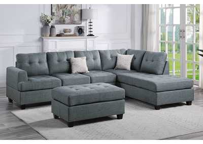 Image for 3-PC SECTIONAL SET STEEL DORRIS FABIRC