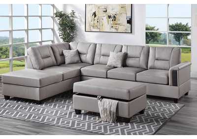 Image for 3-PC SECTIONAL SET Light grey PU