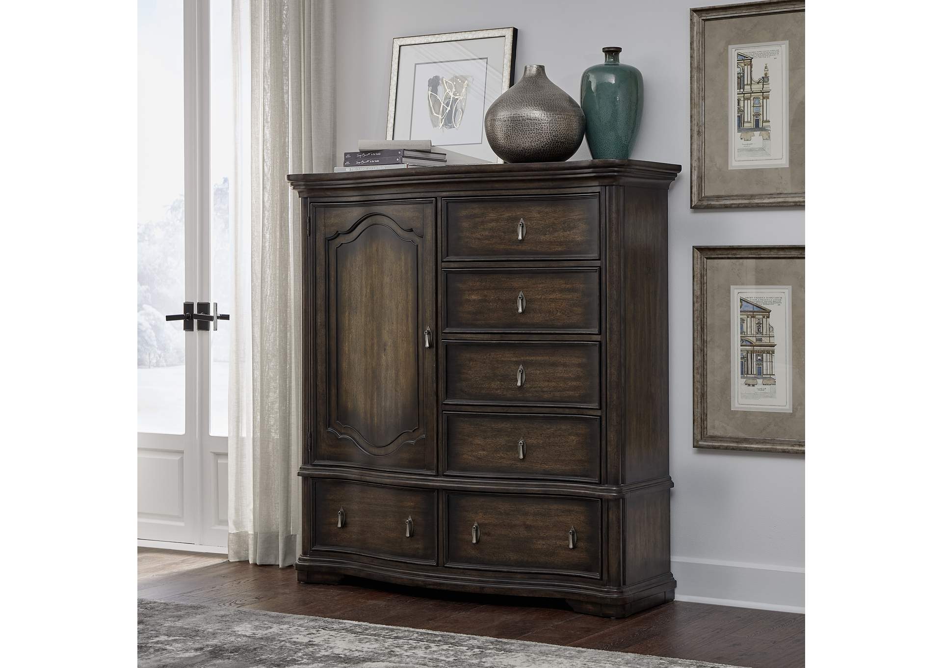 Cooper Falls Four-Drawer Master Chest Deck with Cabinet,Pulaski Furniture