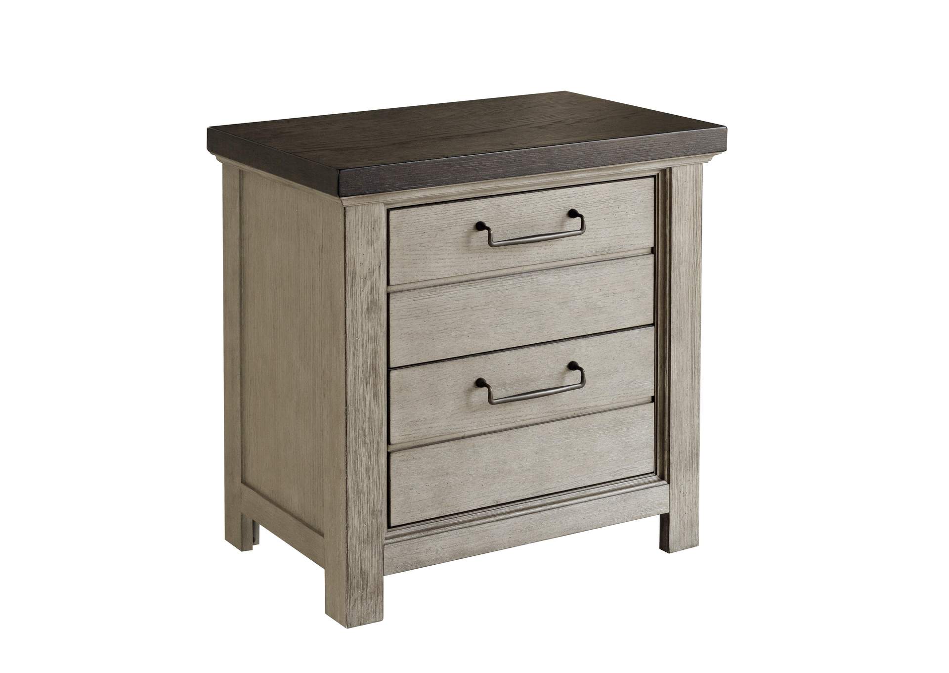 2 Drawer USB Charging Nightstand in Farmhouse Grey,Pulaski Furniture