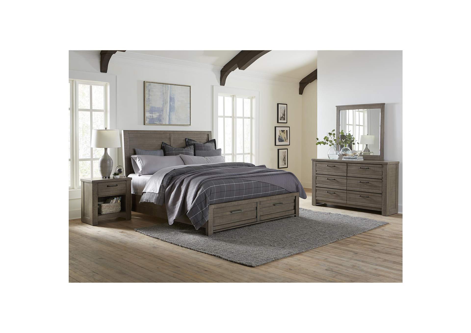 Ruff Hewn 6 Drawer Dresser with Mirror in Weathered Taupe,Pulaski Furniture