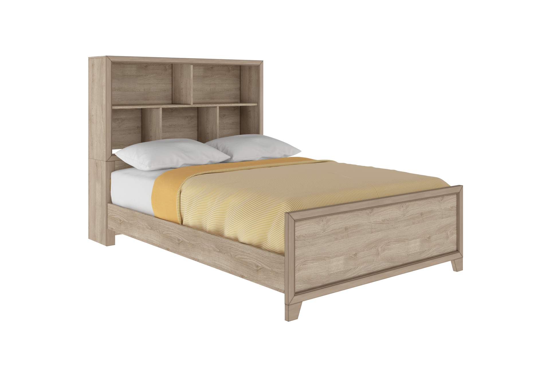 Kids Full Bed with Bookcase Headboard in River Birch Brown,Pulaski Furniture