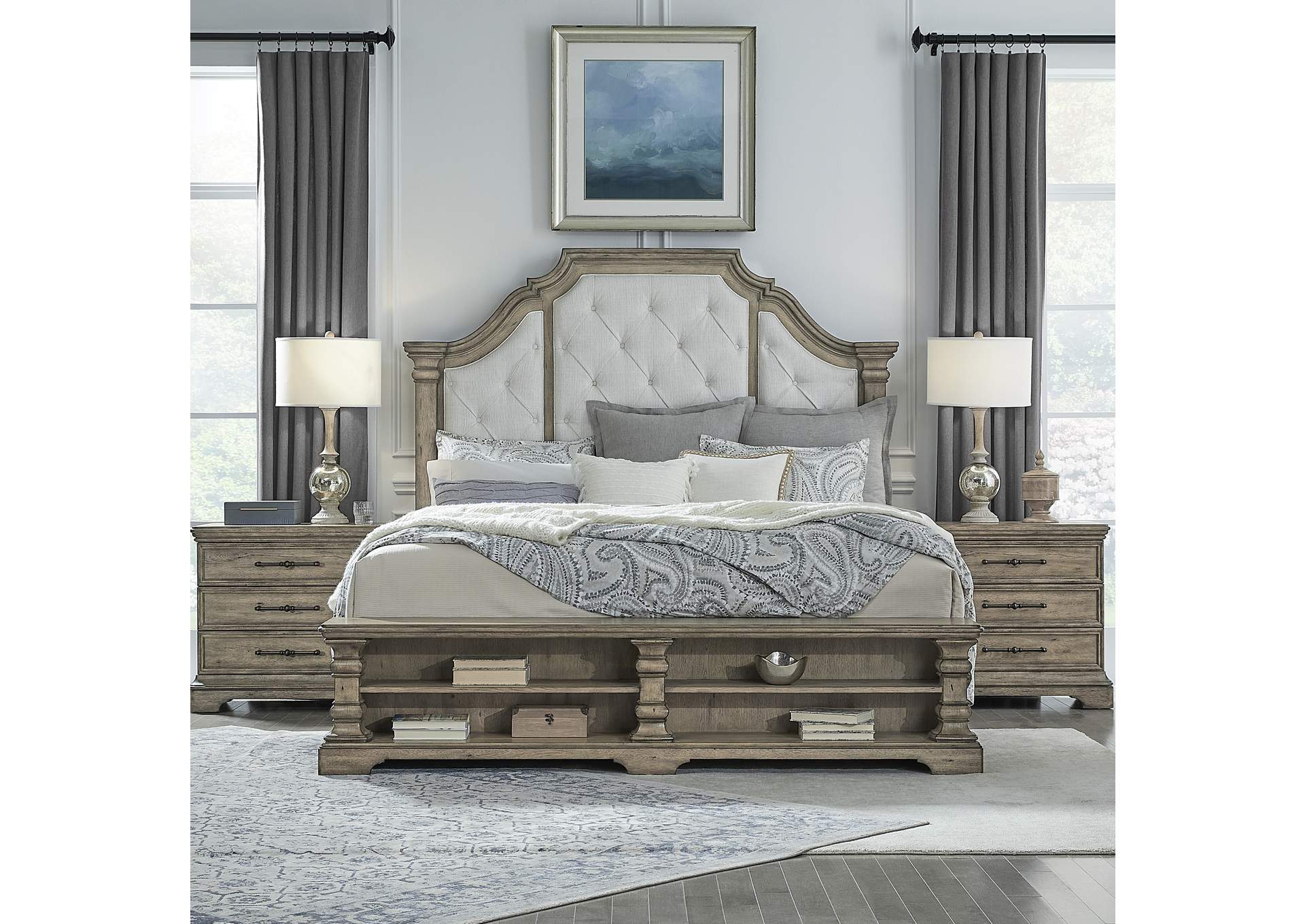 Garrison Cove King Upholstered Bed with Storage Footboard,Pulaski Furniture