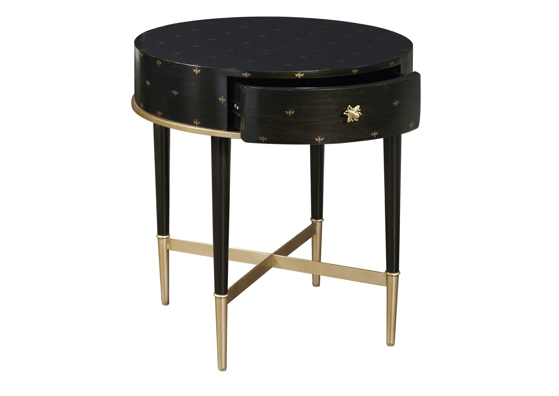 Soft Black Round Accent Table with Storage,Pulaski Furniture