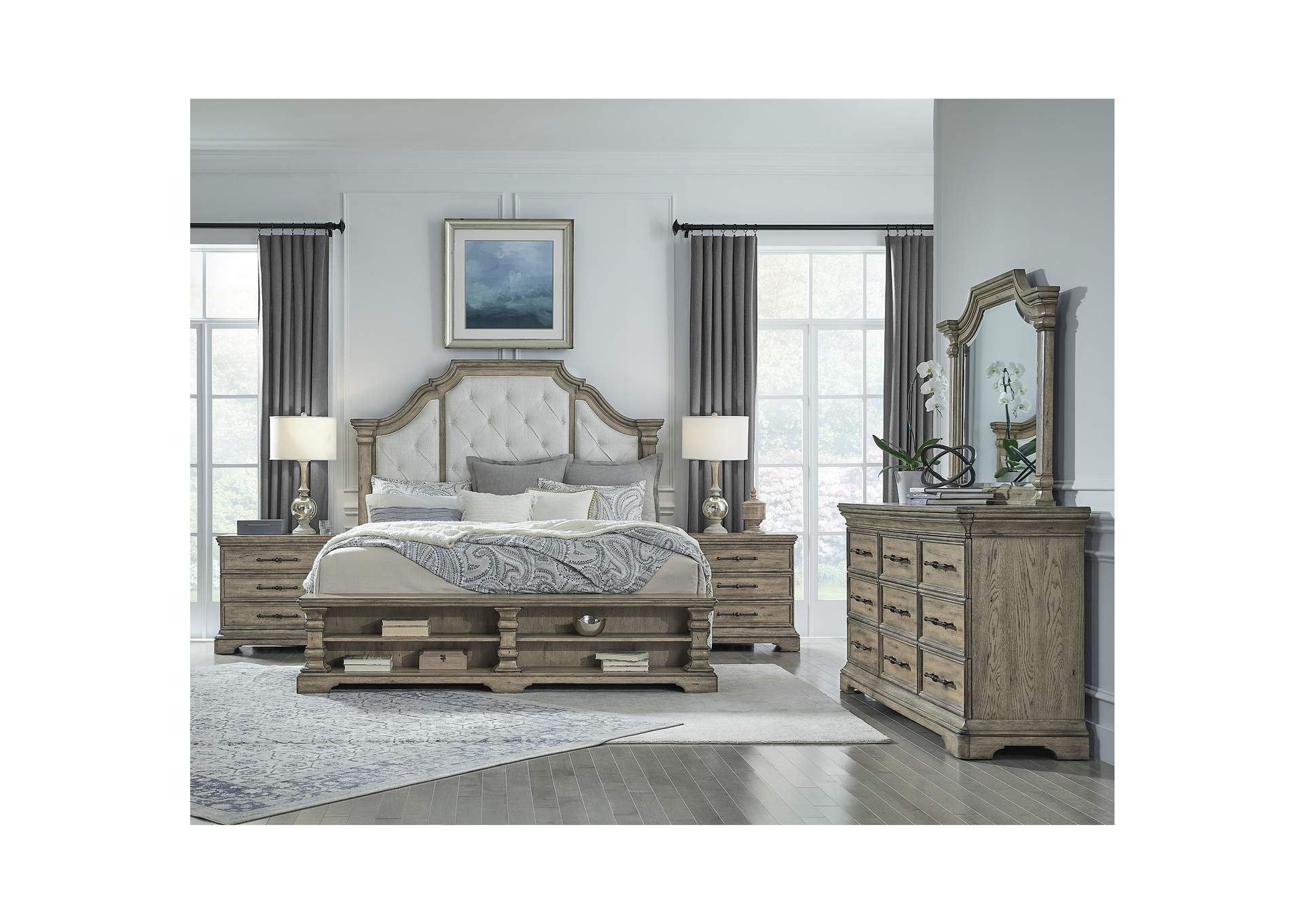 Garrison Cove King Upholstered Bed with Storage Footboard,Pulaski Furniture