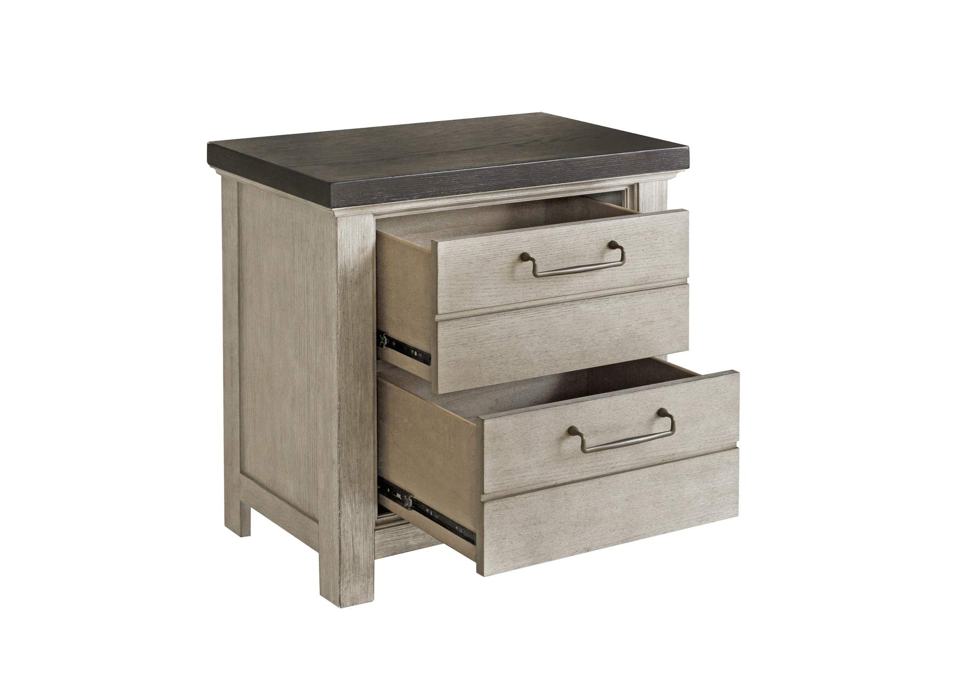 2 Drawer USB Charging Nightstand in Farmhouse Grey,Pulaski Furniture