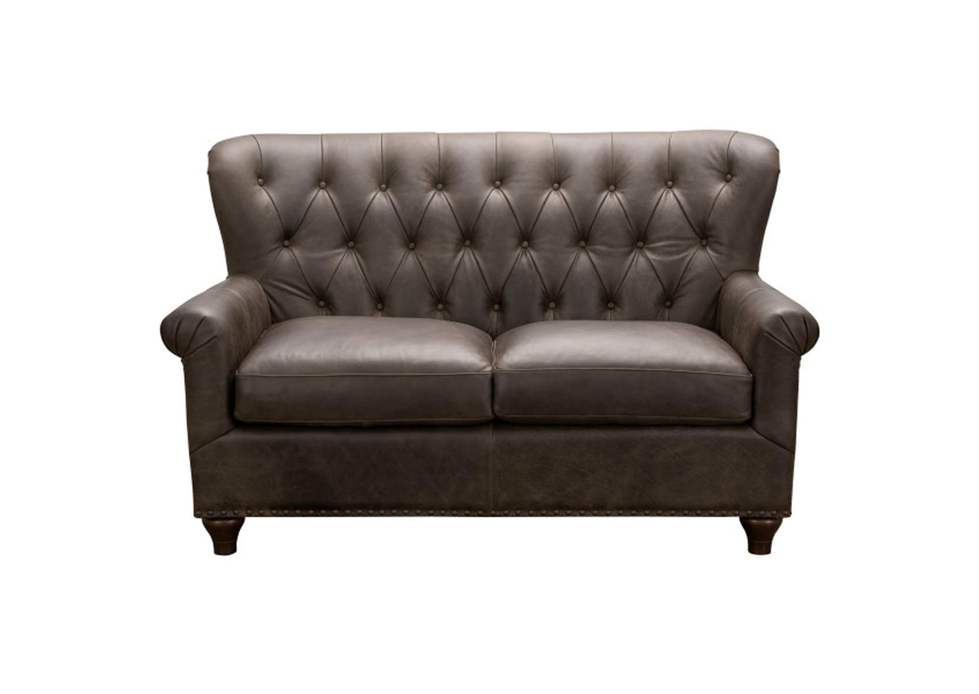 Charlie Tufted Leather Loveseat in Heritage Brown,Pulaski Furniture