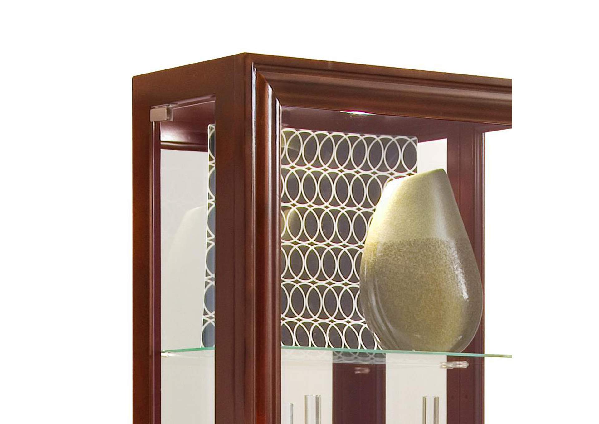 Tall Traditional 5 Shelf Curio Cabinet in Cherry Brown,Pulaski Furniture