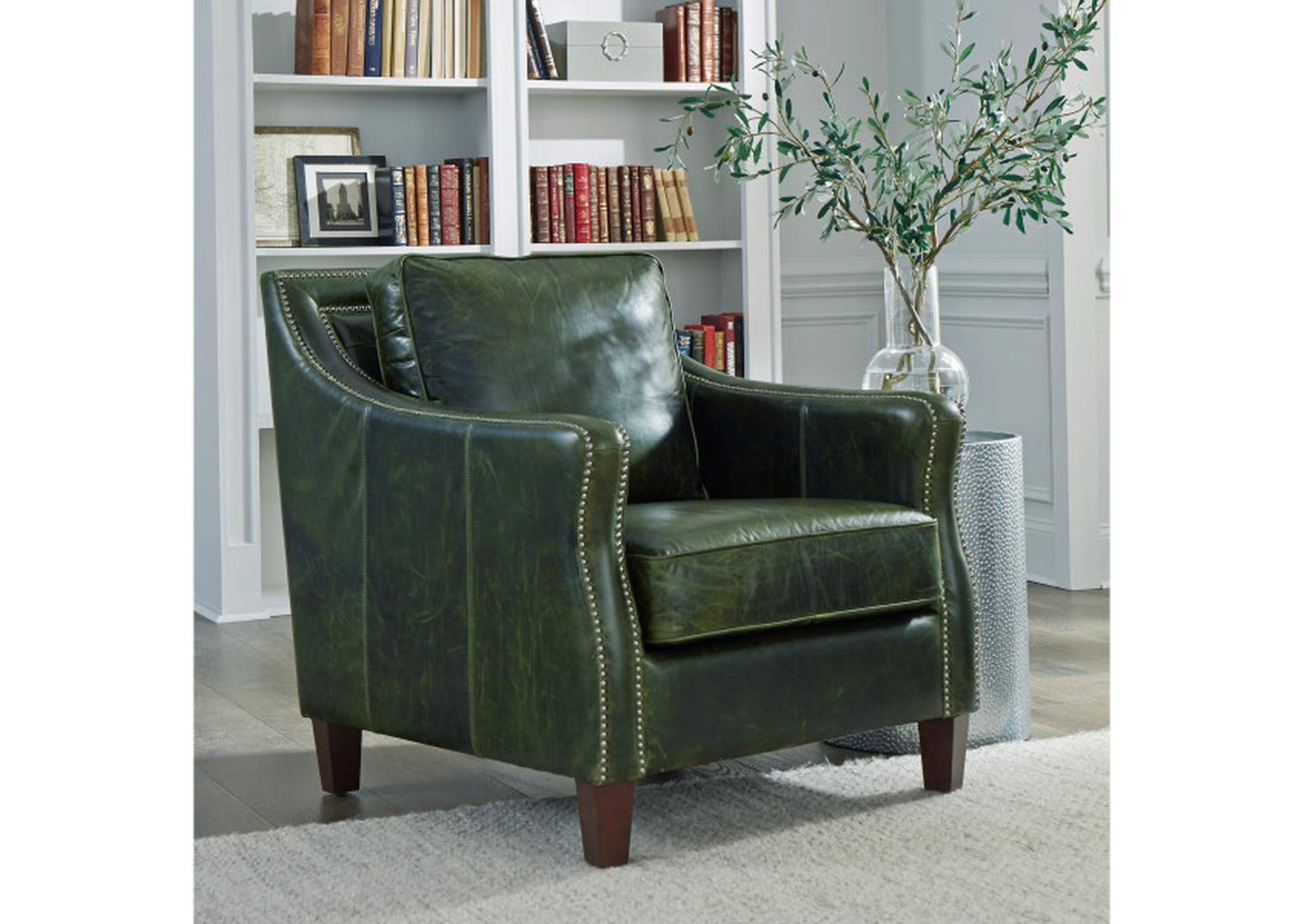 Miles Leather Accent Chair in Fescue Green,Pulaski Furniture