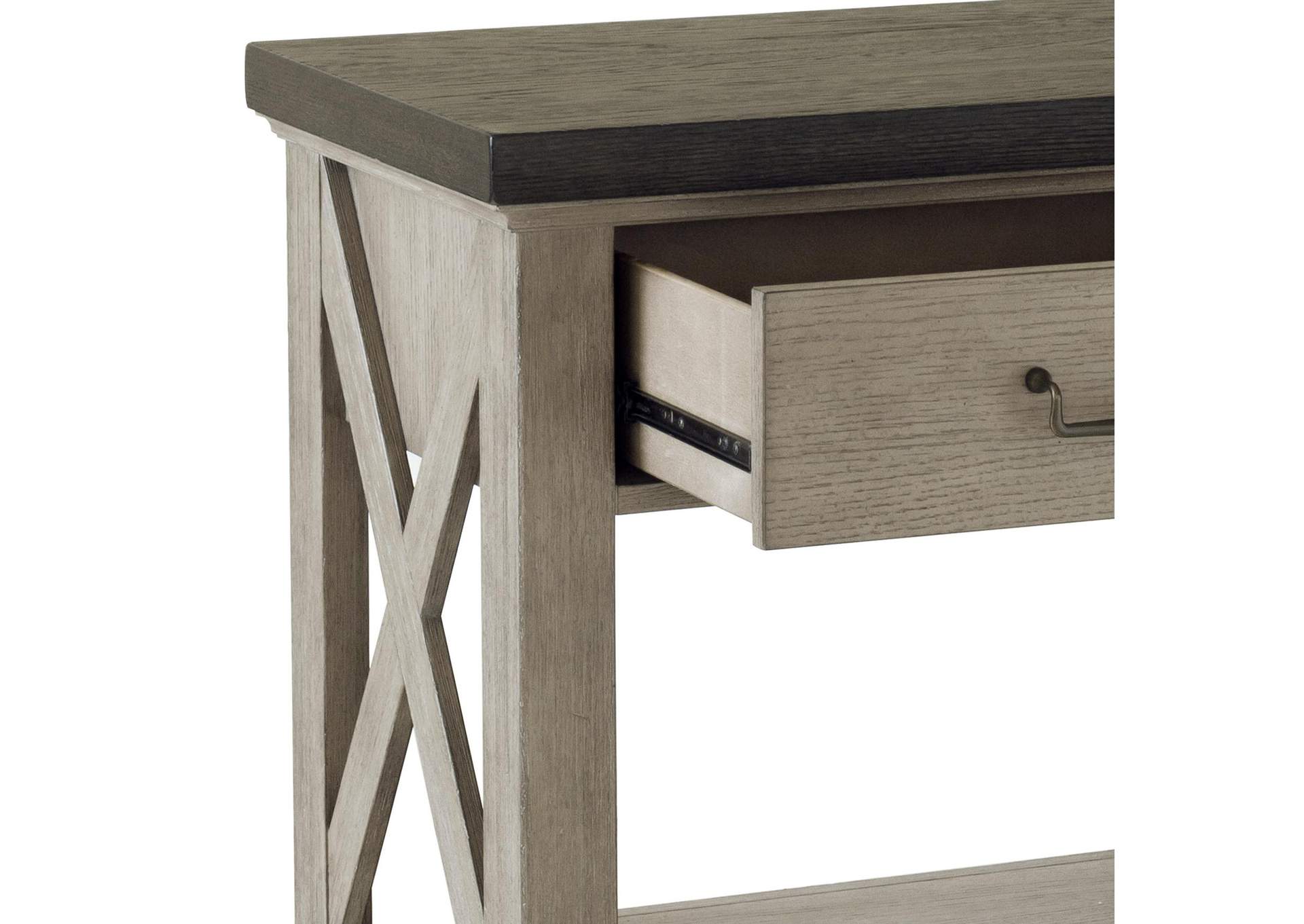 1 Drawer Open USB Charging Nightstand in Farmhouse Grey,Pulaski Furniture