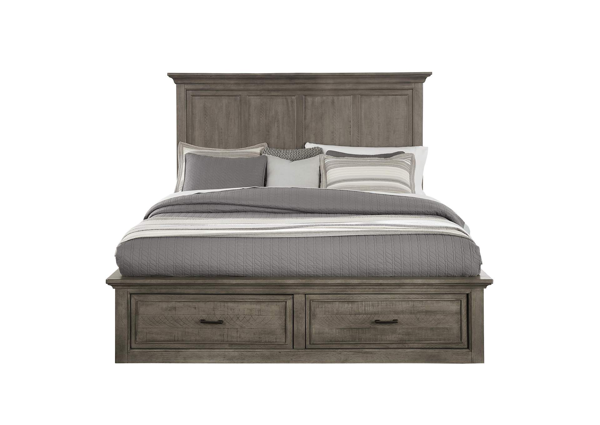 Chatham Park Queen Panel Bed with Storage in Warm Gray,Pulaski Furniture