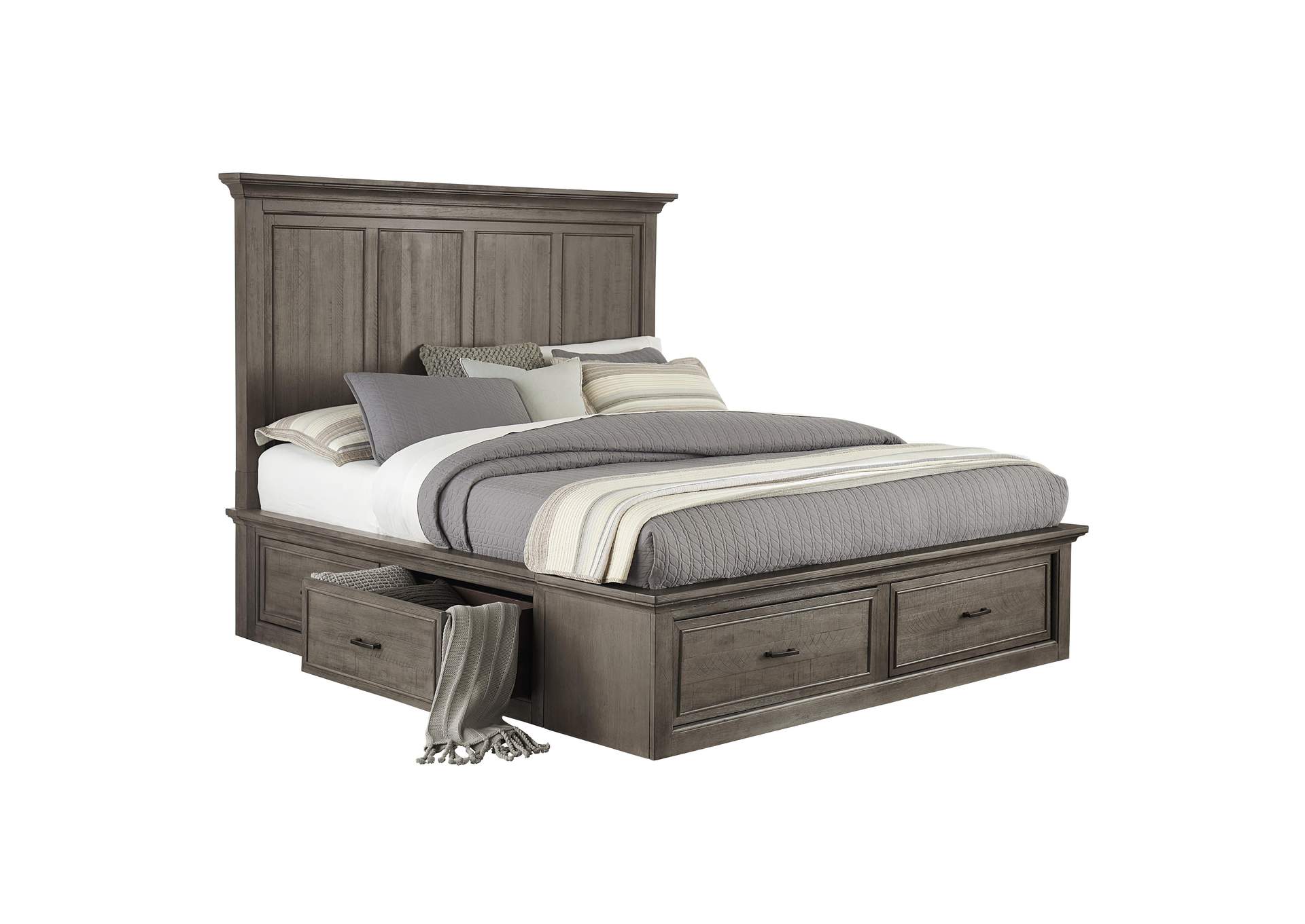 Chatham Park Queen Panel Bed with Storage in Warm Gray,Pulaski Furniture