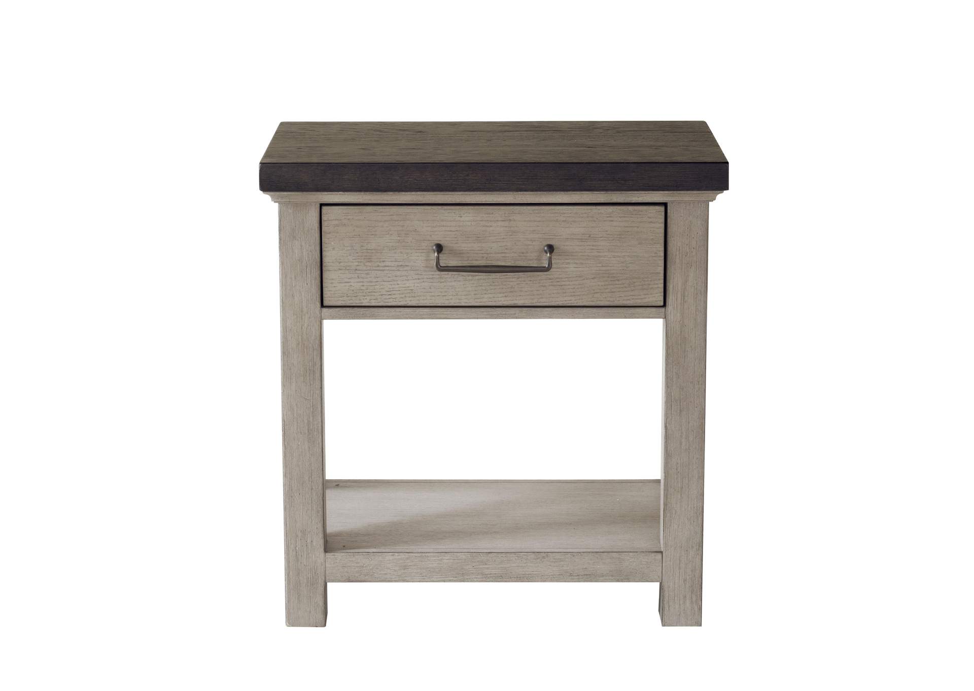 1 Drawer Open USB Charging Nightstand in Farmhouse Grey,Pulaski Furniture