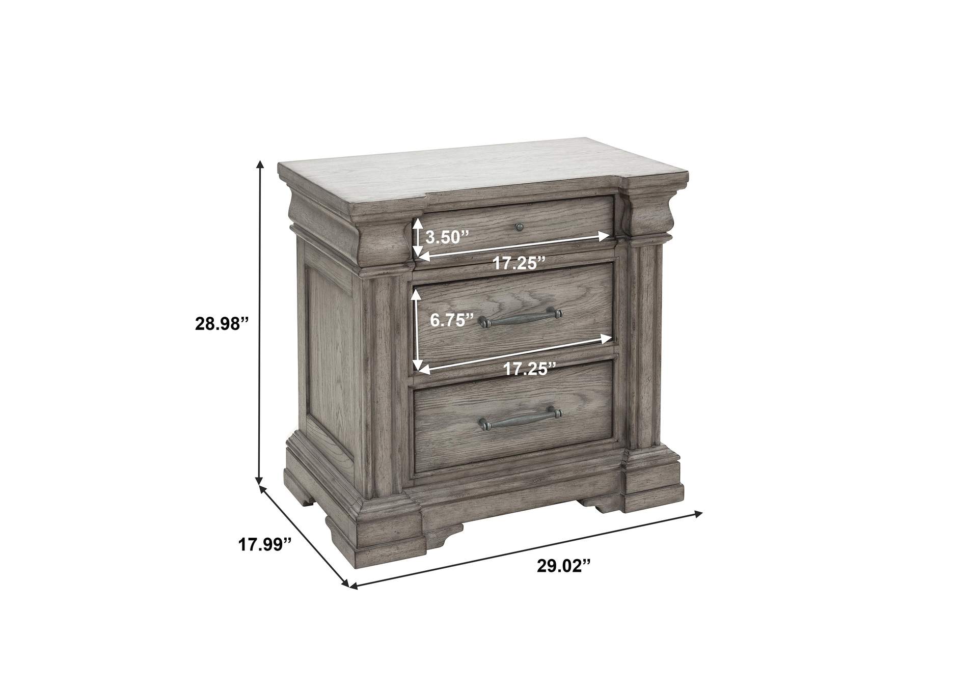 Madison Ridge 3 Drawer Nightstand in Heritage Taupe,Pulaski Furniture