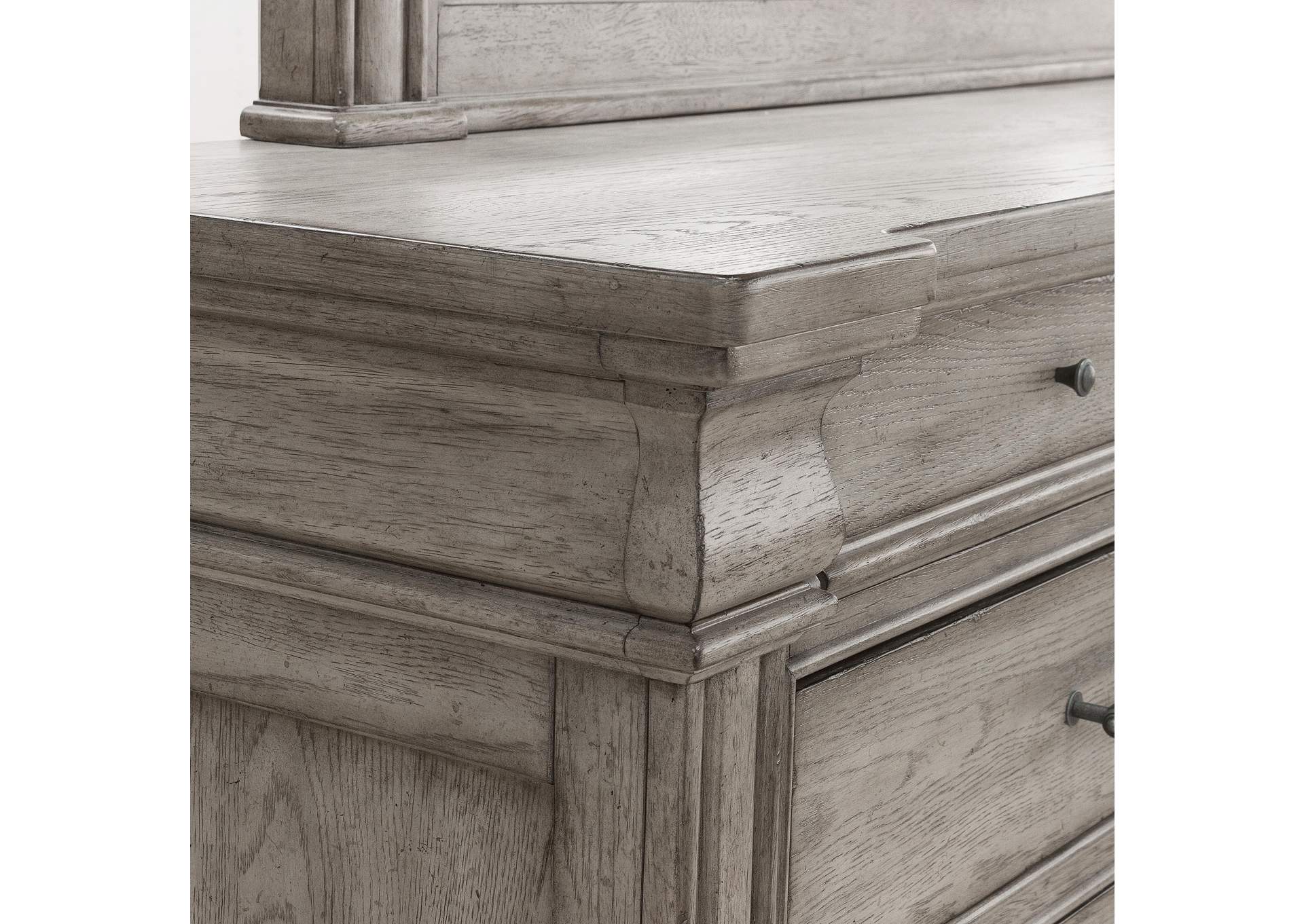 Madison Ridge 10 Drawer Dresser and Framed Mirror in Heritage Taupe,Pulaski Furniture