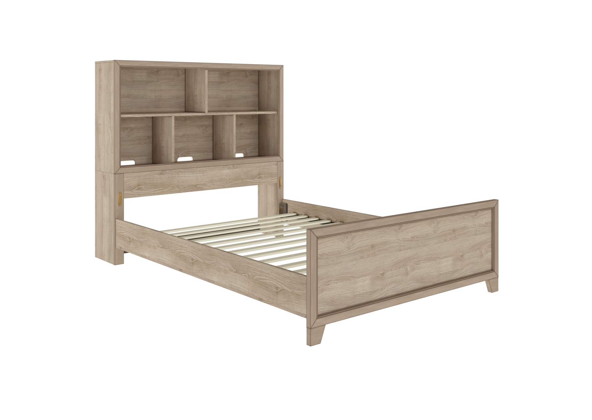 Kids Full Bed with Bookcase Headboard in River Birch Brown,Pulaski Furniture