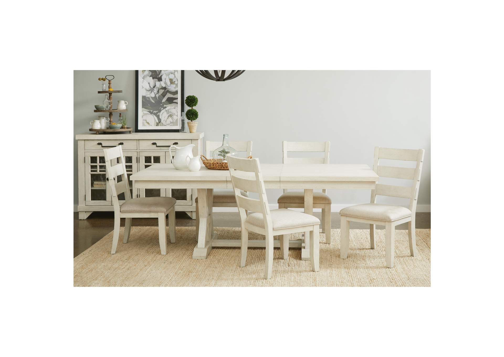 Maggie Valley Trestle Table with Extension Leaf,Pulaski Furniture