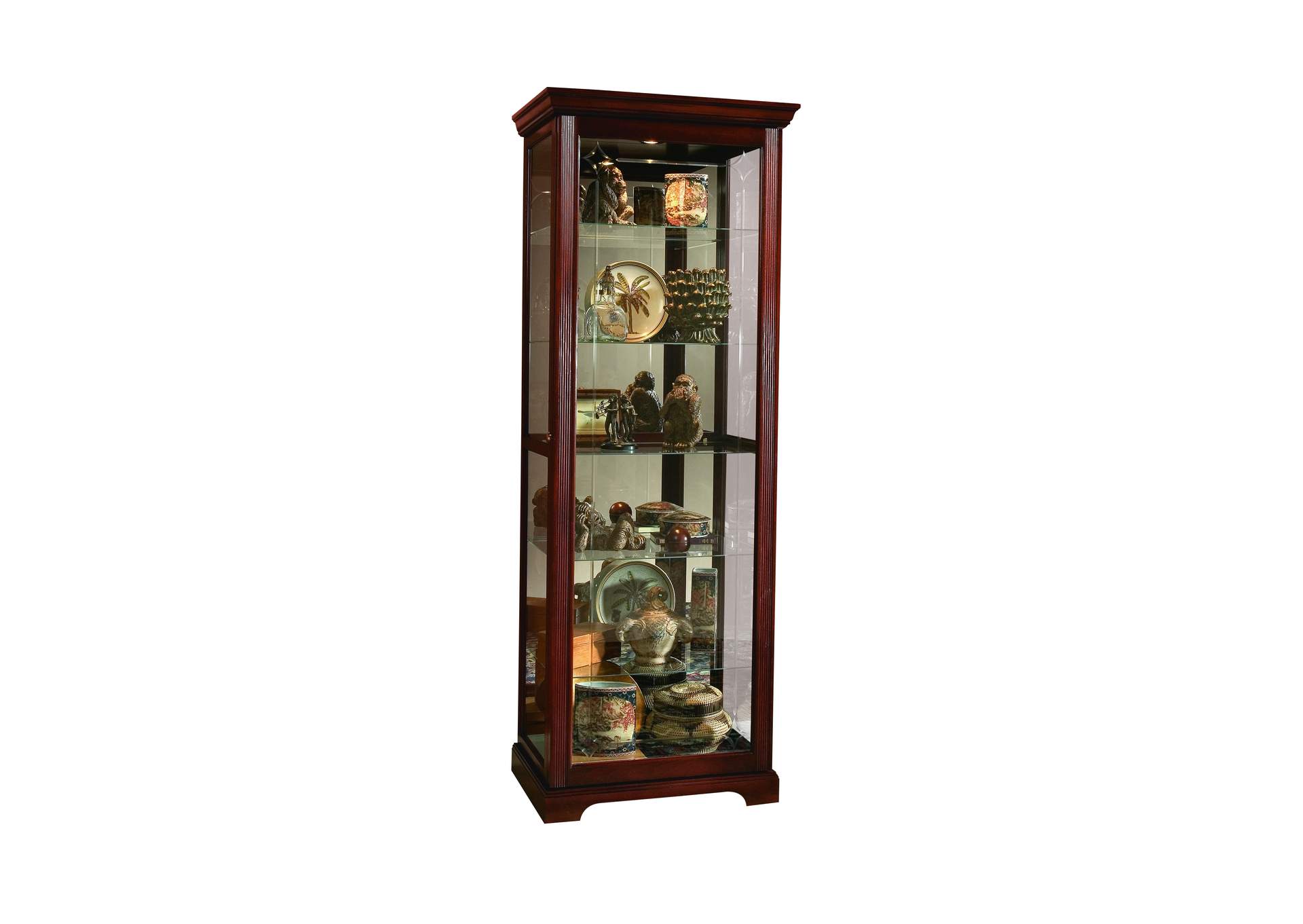 Sliding Door 5 Shelf Curio Cabinet in Victorian Brown,Pulaski Furniture
