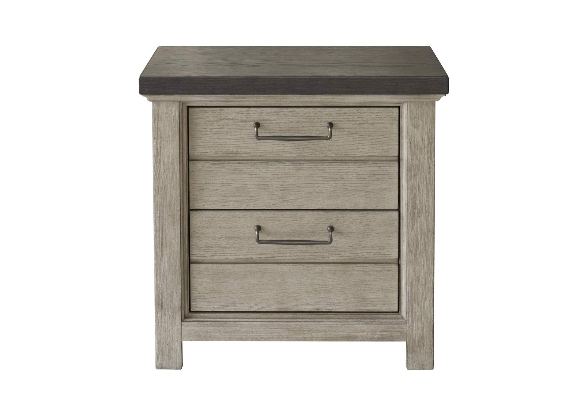 2 Drawer USB Charging Nightstand in Farmhouse Grey,Pulaski Furniture