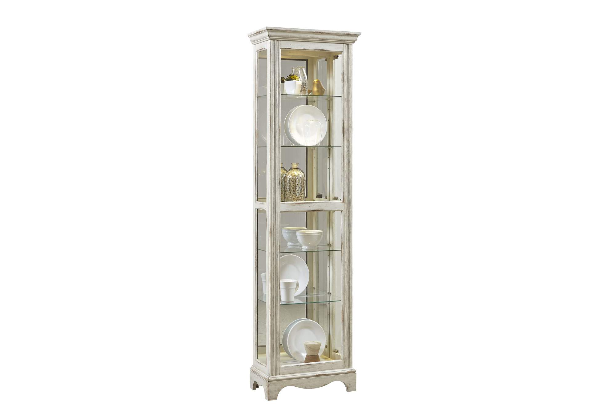 Side Entry 5 Shelf Curio Cabinet in Weathered White,Pulaski Furniture