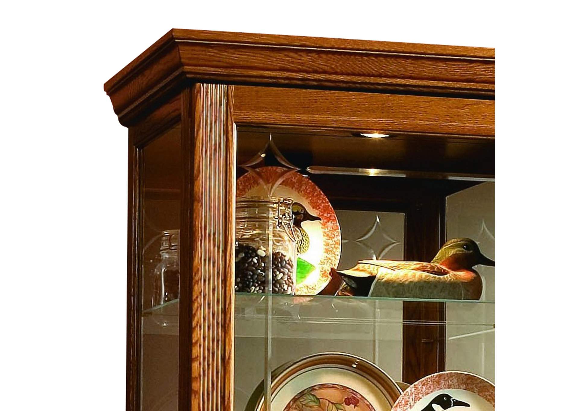 Sliding Door 5 Shelf Curio Cabinet in Golden Oak Brown,Pulaski Furniture