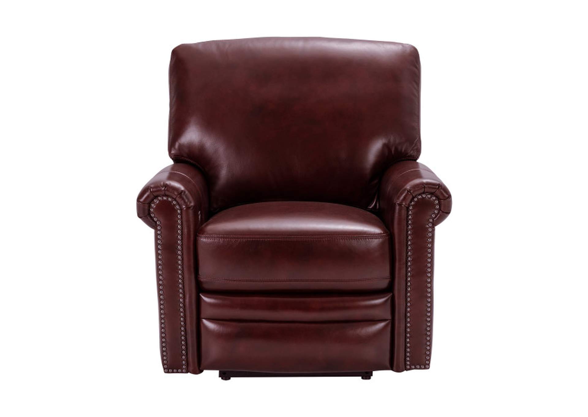 Grant Leather Power Recliner in Deep Merlot Red,Pulaski Furniture