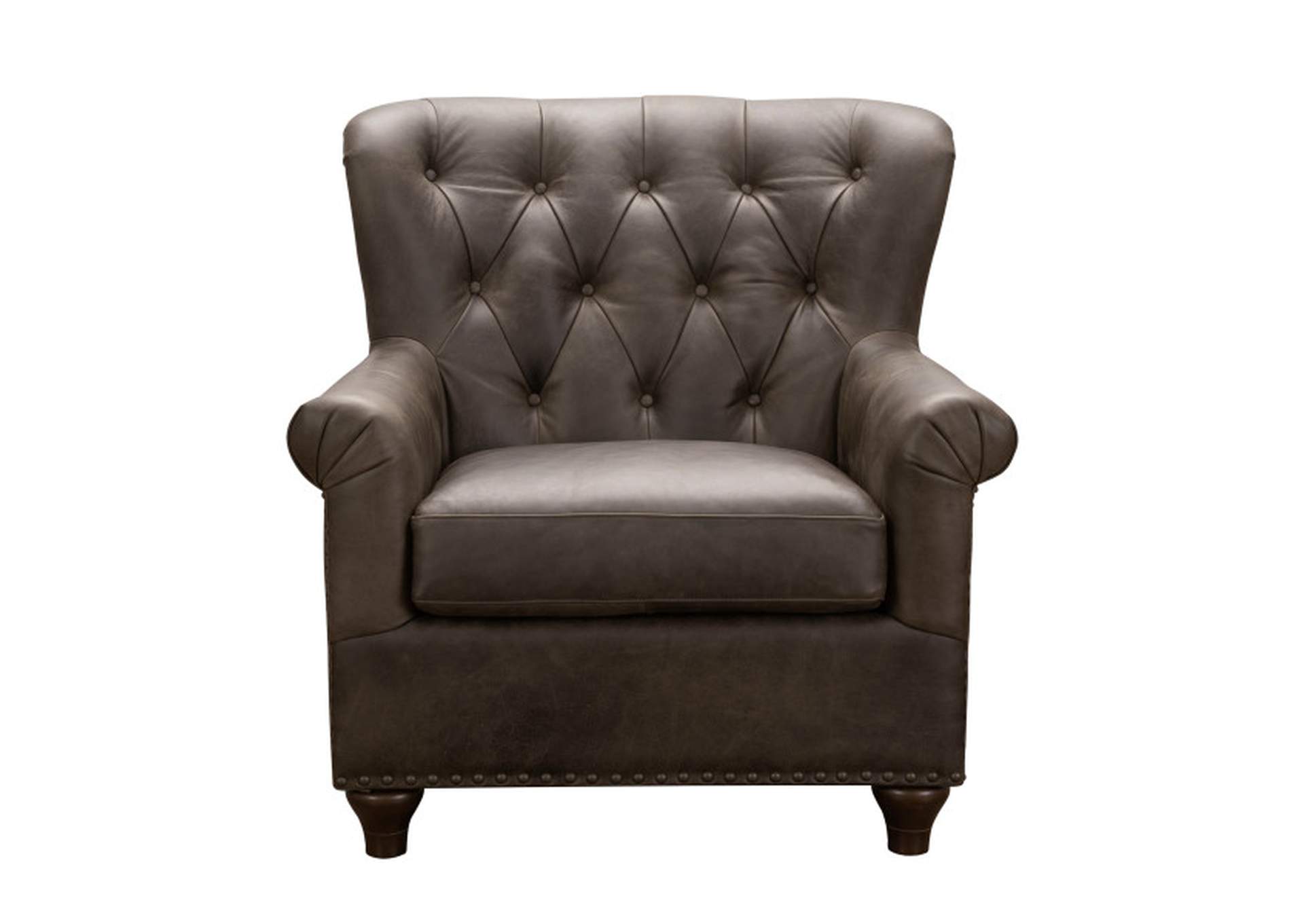 Charlie Tufted Leather Arm Chair in Heritage Brown,Pulaski Furniture