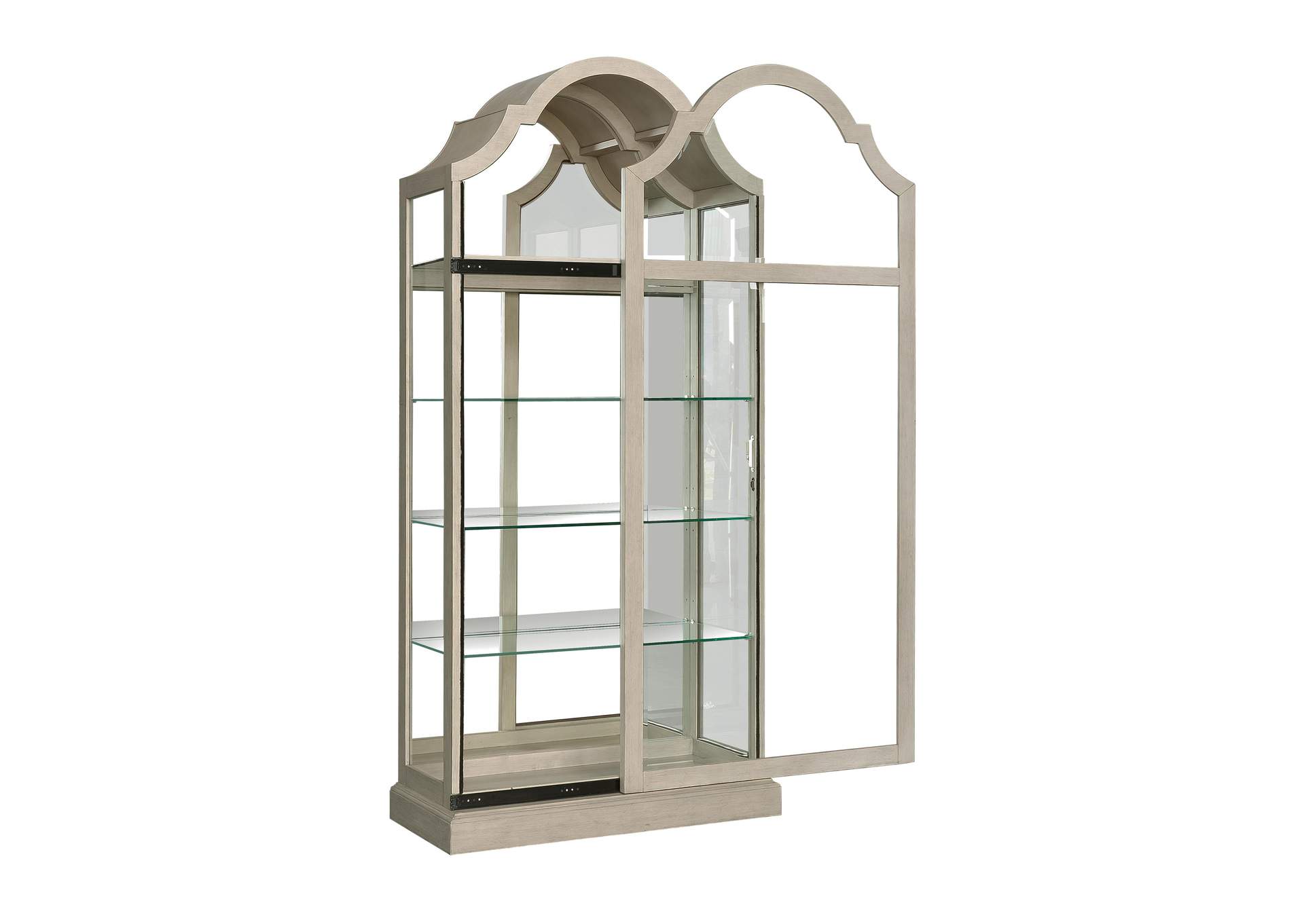 Mirrored Back Sliding Door Curio with Puck Light,Pulaski Furniture