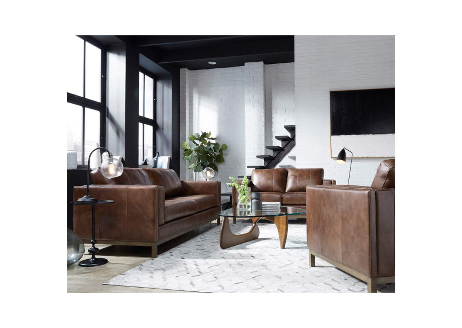 Drake Brown Leather Accent Chair with Wooden Base,Pulaski Furniture