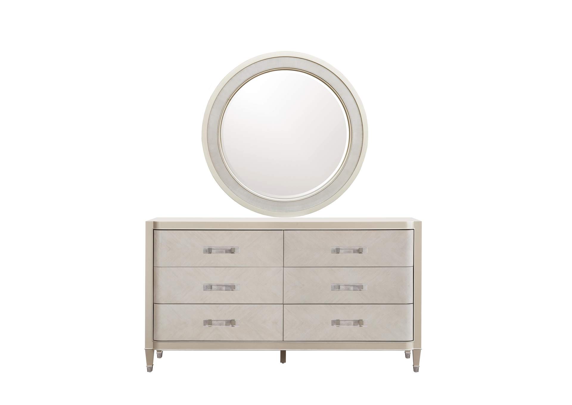 Zoey 6 Drawer Dresser with Round Beveled Mirror,Pulaski Furniture