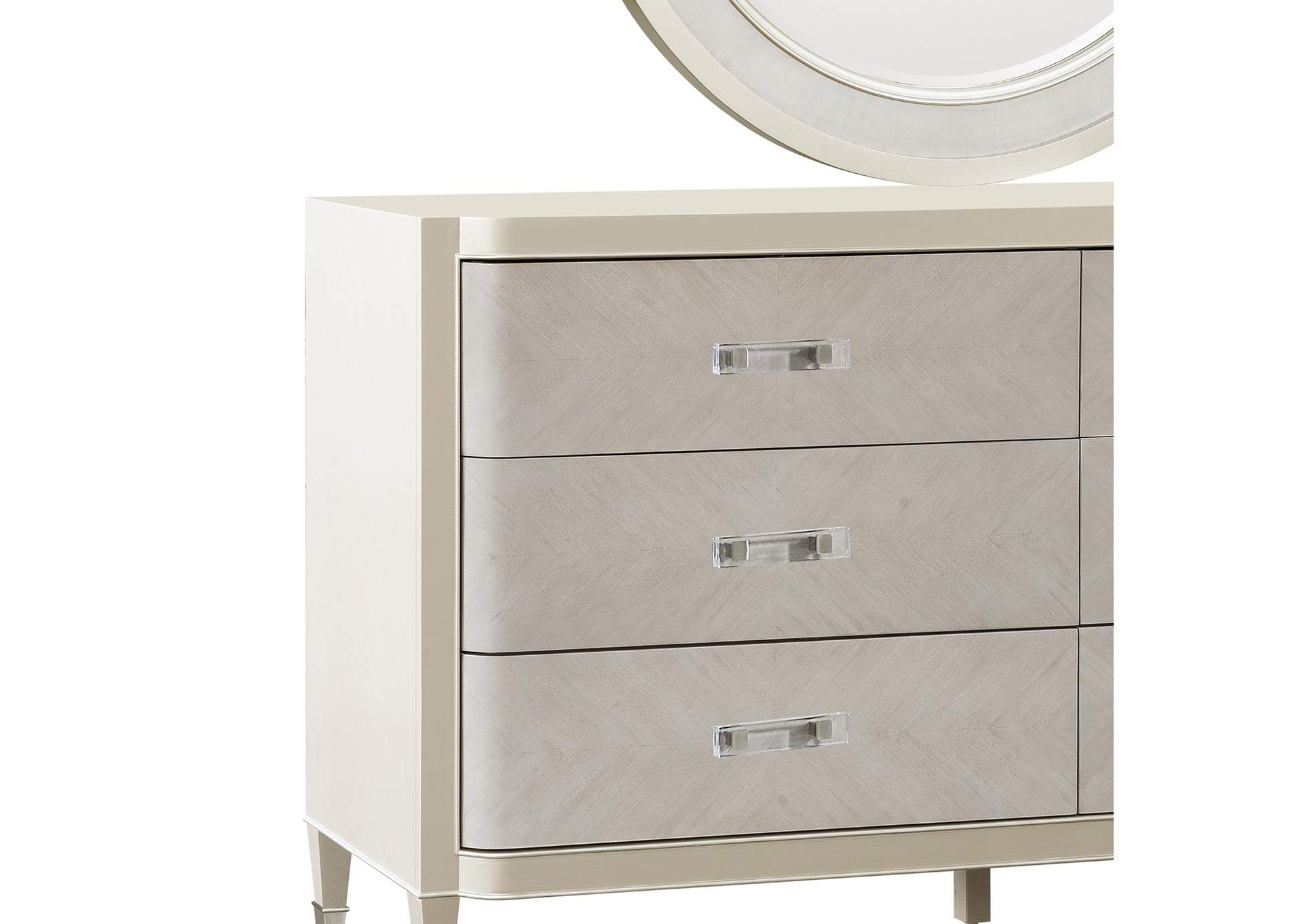 Zoey 6 Drawer Dresser with Round Beveled Mirror,Pulaski Furniture