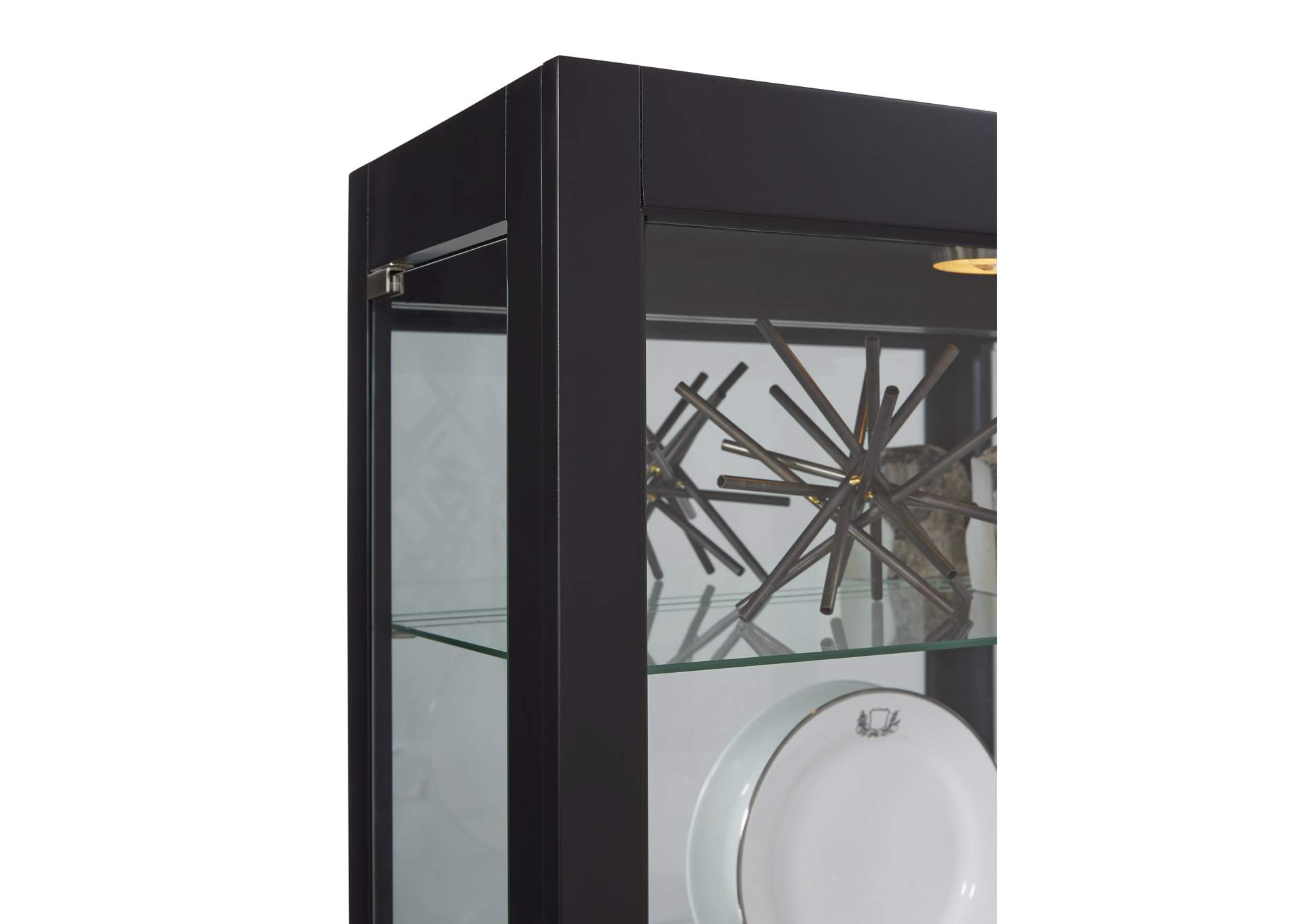 Lighted Gallery Style 5 Shelf Curio Cabinet in Onyx Black,Pulaski Furniture